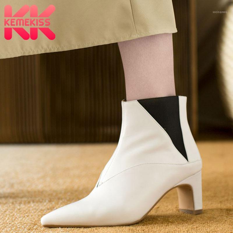 

KemeKiss New Design Women High Heel Boots Real Leather Mixed Color Women Ankle Boots Elegant Party Winter Shoes Size 34-391, Black