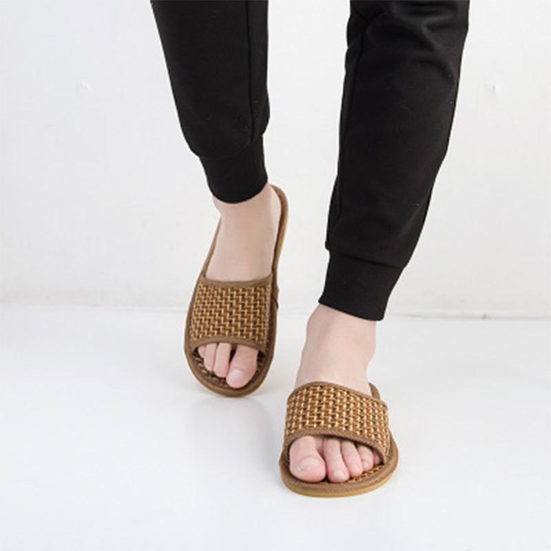 

Women Weave Slippers Indoor Flats 2020 Women's Summer Woman Cane Non-Slip Fashion Shoes Female Fashion Footwear Plus Size1, Brown