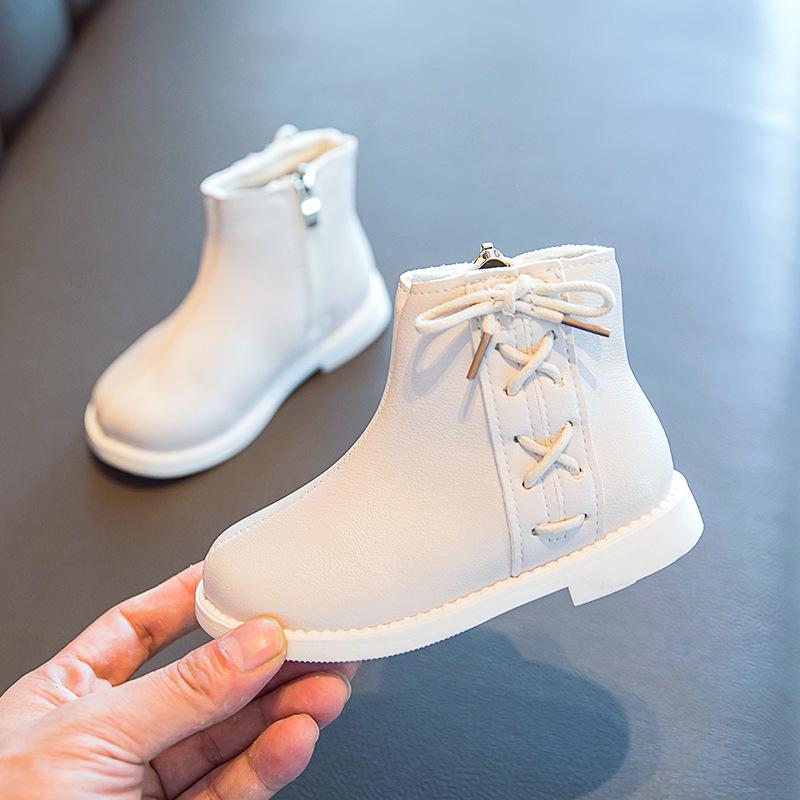 

Fashion New Autumn Bow Kids Shoes Baby Girls Ankle Boots For Princess Children'S Leather Boots 2021 Black Beige 1 3 4 5 6 Years