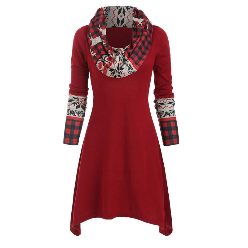 

2020 Christmas Women Long Sleeve Pullover Bandage Turtleneck Blouse Long Irregular Tops Fashion Casual Female Top Blusas Mujer, Green