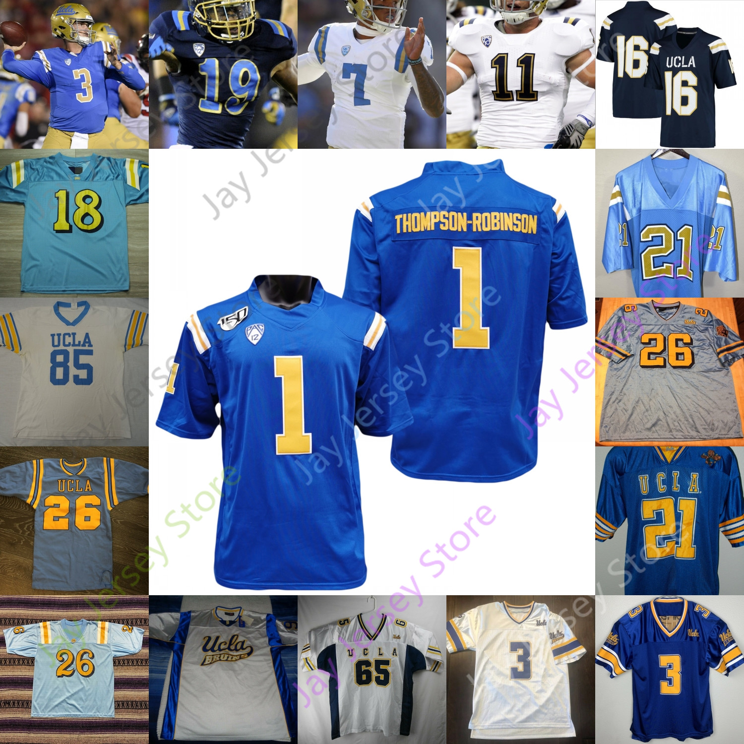

UCLA Bruins Football Jersey NCAA College Troy Aikman Maurice Jones-Drew Dorian Thompson-Robinson Kelley Felton Cota Asiasi Erwin Philips, White iii