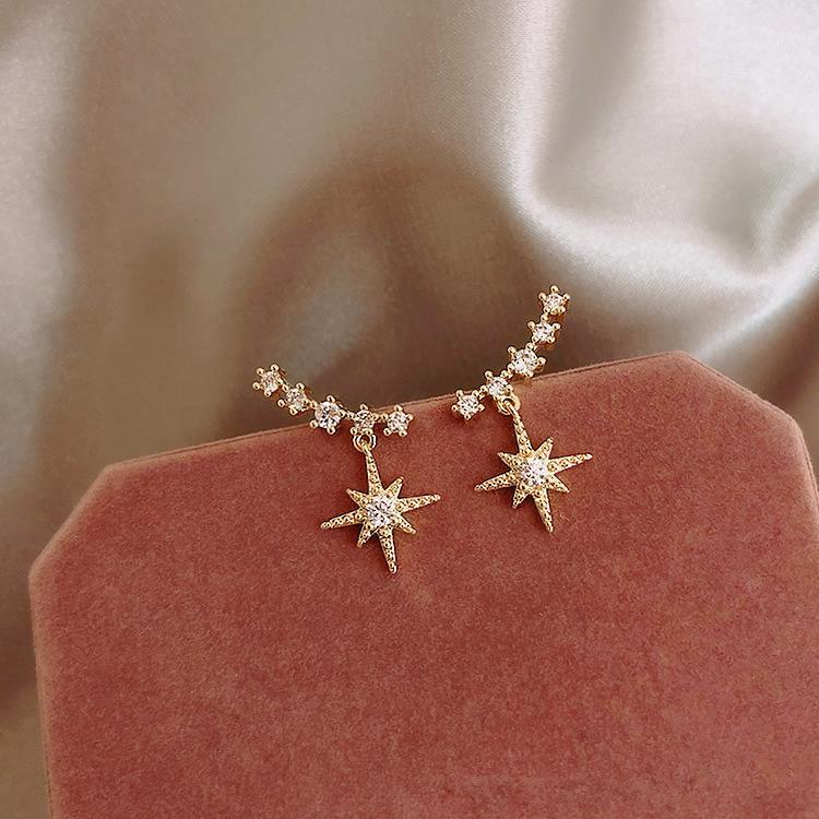 

New 2020 contracted delicate crystal Star temperament Drop earrings Women Korean Classic style small Earrings fashion1