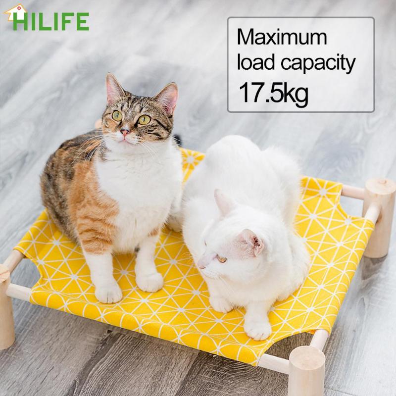 

House Pet Accessories Pet Sleeping Bed Mat Summer Cat Hammock Bed House Wood Canvas Cat Lounge for Small Dogs Cats