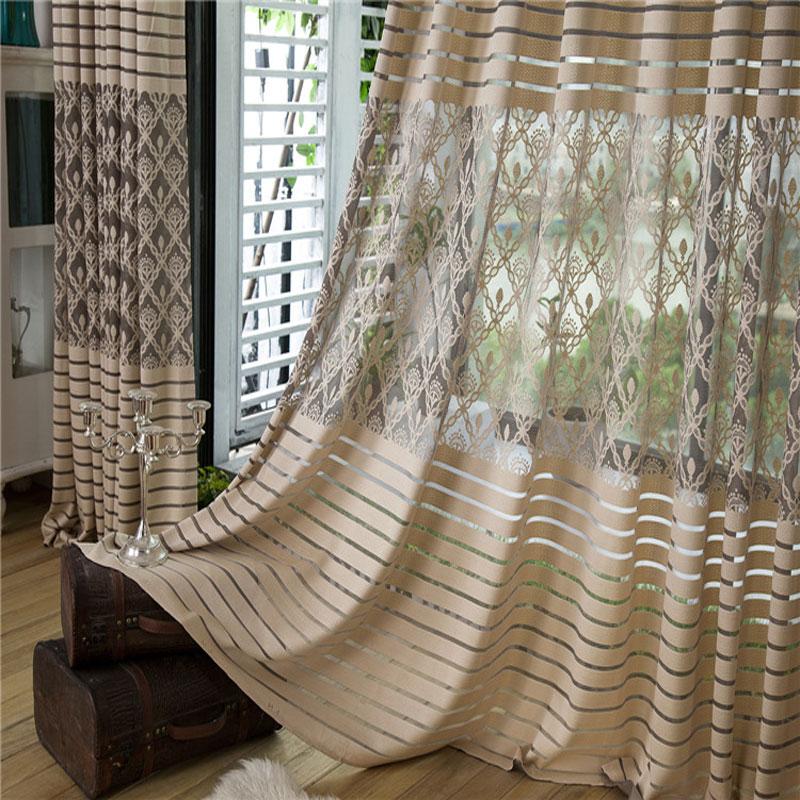 

European Style Jacquard Light Curtain Europe Pleated Floral Tulle Curtains For Living Room Kitchen Bedroom Roman, Colour 1