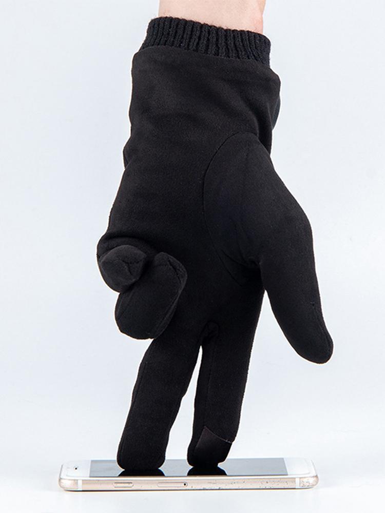 

Men's Winter Gloves Suede Warm Split Finger Gloves Outdoor Sport Driving Buckle Design Male Touch Screen Mittens1, Black