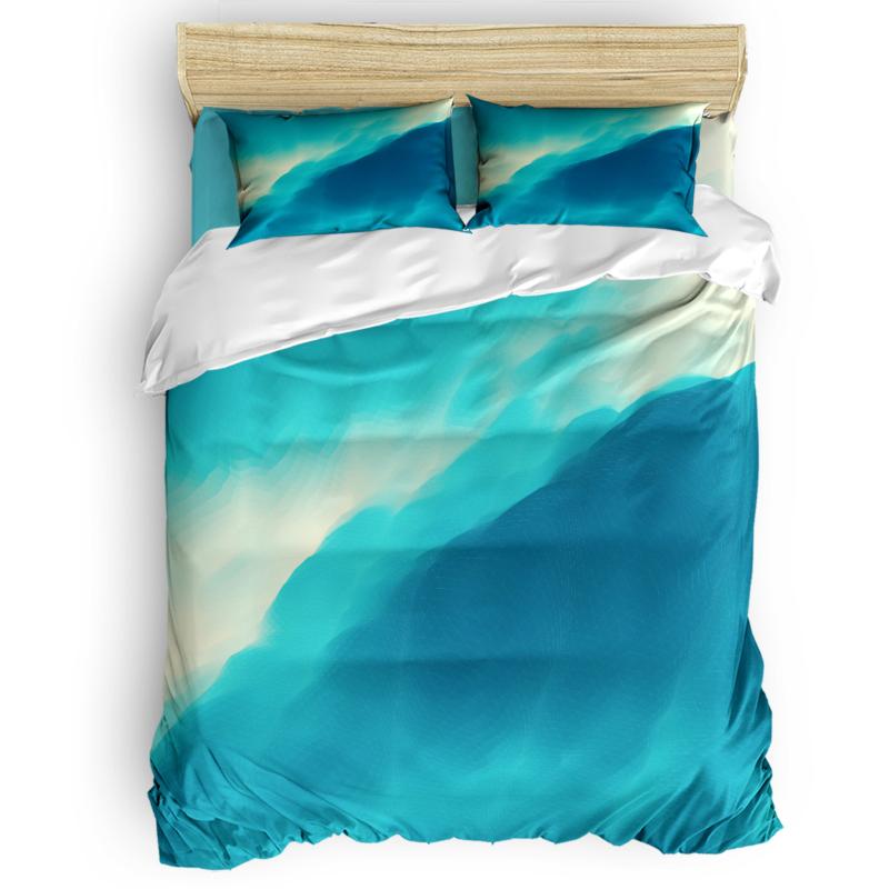 

Blue Water Ripple 4 Pcs Comforter Cover Set 3 Piece Bedding Sets Quilt Cover Bedding National Flag Day Polyester Fabric Machine, As pic
