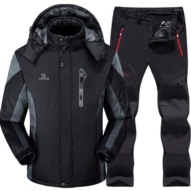 

Ski Suit Men Skiing and Snowboarding Sets Super Warm Waterproof Windproof Snowboard Fleece Jacket+pants Winter Snow Suits Male1, Black