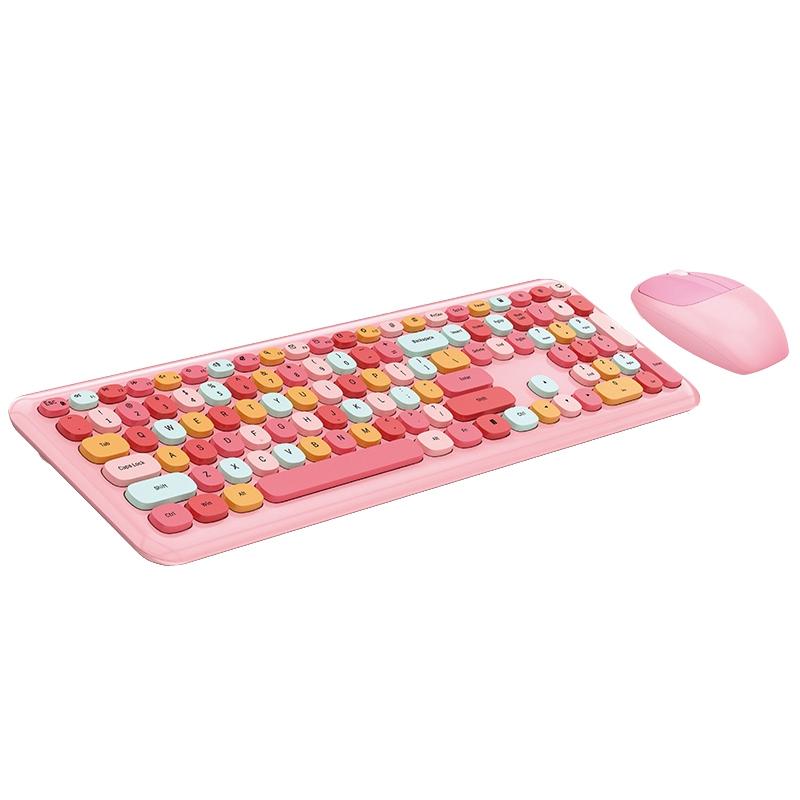 

Keyboard and Mouse Wireless Color Lipstick Round Hat Keyboard 110 Keys for Windows XP / Win7 / Win8 Win10