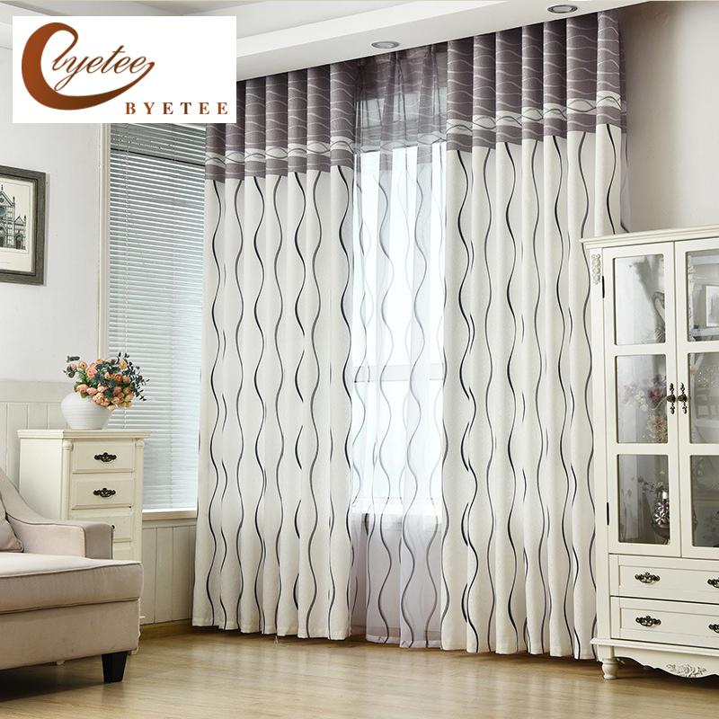 

byetee} Strip Printed Curtains for Living Room Door Drapes Kitchen Shade Curtain Modern Brief Bedroom Window Cortinas, Tulle curtain