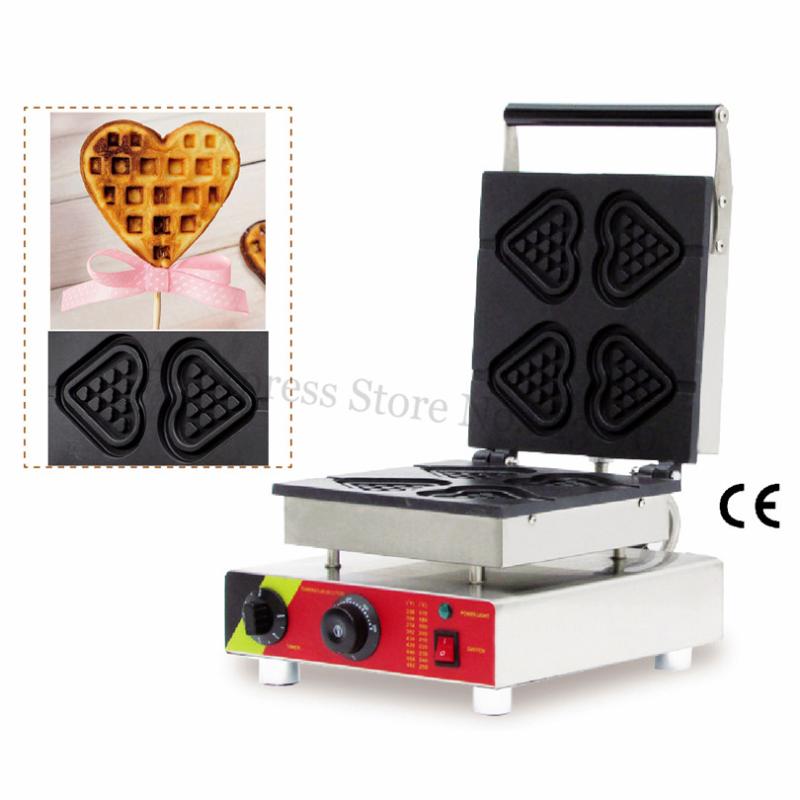 

Electric 4 Heart Love-shape Waffle Machine Stainless Steel Lolly Waffle Maker Baker 220V 110V Nonstick Brand New