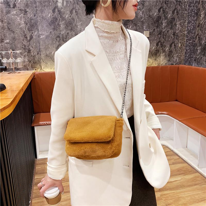 

Winter Plush Chain Bag 2021 New Fashion All-Match Shoulder Small Square Bag Korean Style Simple Crossbody Female Luxury, Blue