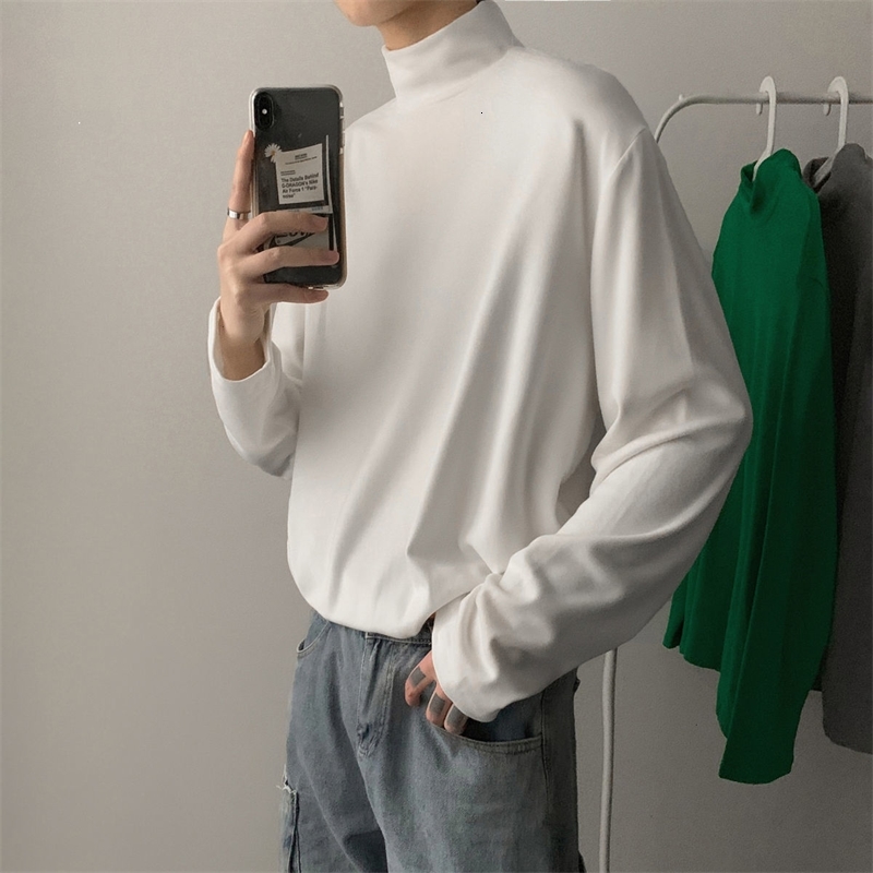 

T-shirt 2021 Men's Spring and Winter's New Thin Sleeve Long Shirt Looses Male Clothes P1WZ, White