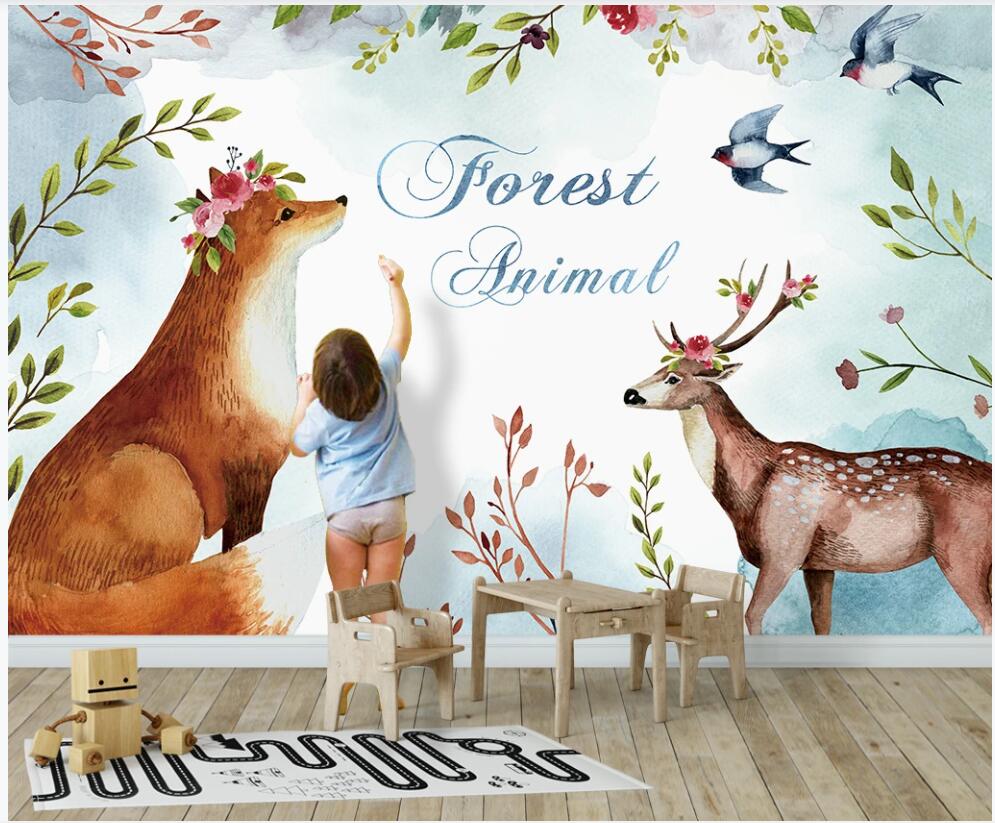 

custom photo mural on the wall 3d wallpaper Forest animal elk Children's room home decor 3d wall murals wallpaper in the living room, Non-woven wallpaper