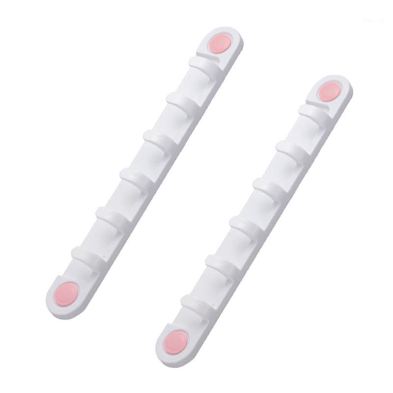 

2pcs Home Kitchen Simple Wall Adhesive Hook Rack with 6 Hanging Hooks1