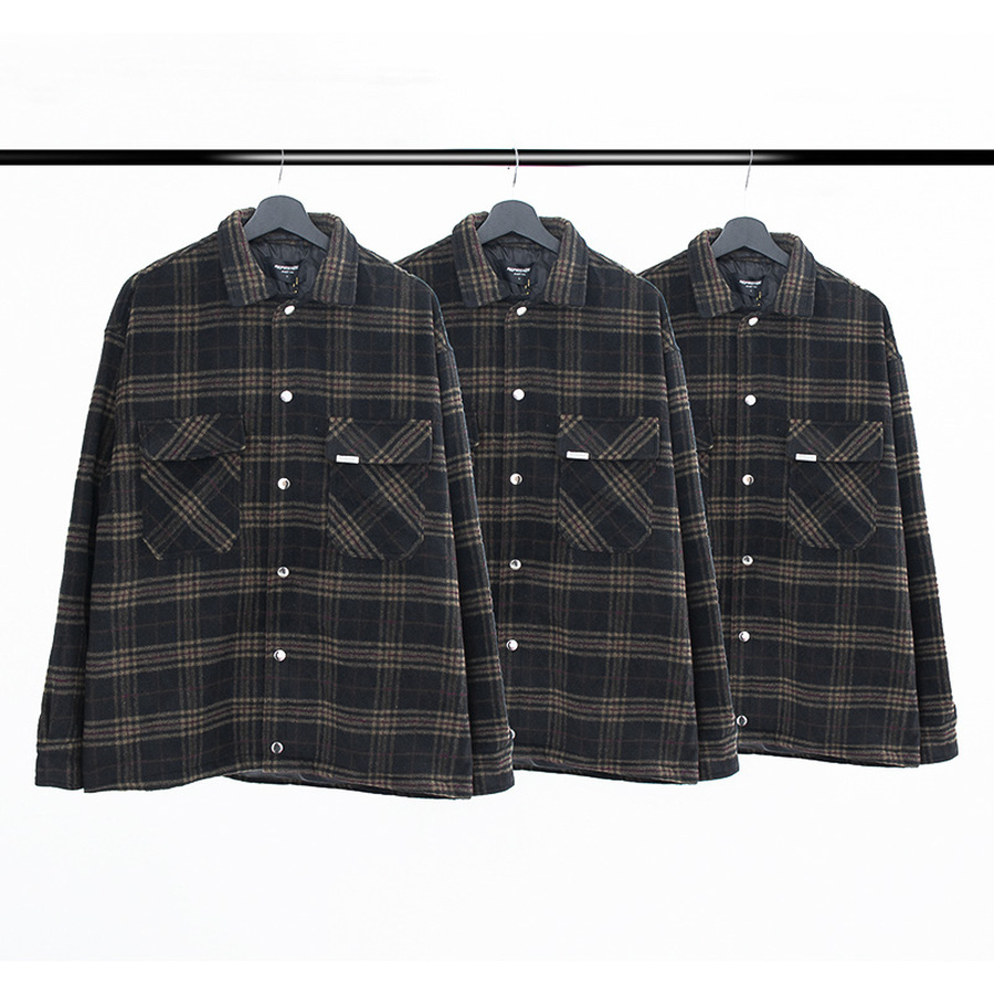 

2021 New Top Quality Represent Tartan Wool Overshirt Hoodie Men Women Plaid Textured Over-shirt Shirts Blouse Nxfw