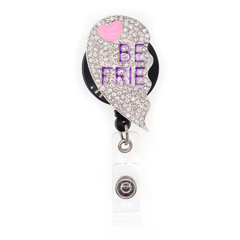 

Pins, Brooches Friends Rhinestone Retractable Badge Holder With Heart For Gift ID Card