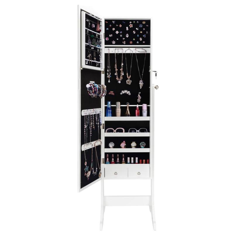 

Retro PVC Wood Grain Coating Whole Body Mirror Decoration Storage Dressing Mirror Jewelry Cabinet White, Clear