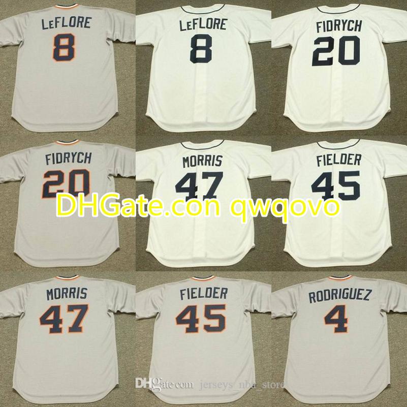 

Detroit 4 AURELIO RODRIGUEZ 7 TOM VERYZER 8 RON LeFLORE 20 MARK FIDRYCH 45 CECIL FIELDER 47 ACK MORRIS Baseball Jersey 1984 02, Color5