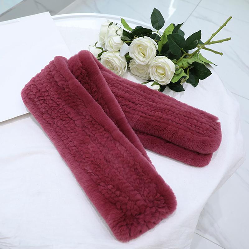 

Winter Scarf Women's Warm Fashion Soft Knitted Neckerchief 100% Natural Rex Fur Muffler Hot-Sale