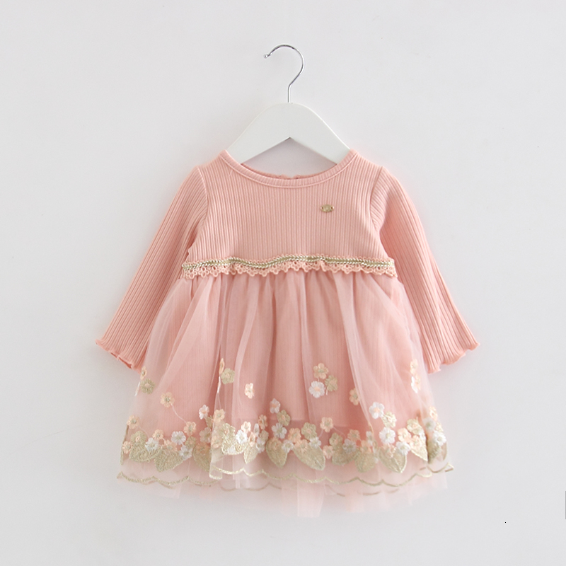 

2021 New Baby Clothes Newborn Infant Baptism for Girls Clothing Flowers Embroidery Birthday Christening Es 0-2t Qprv, Pink