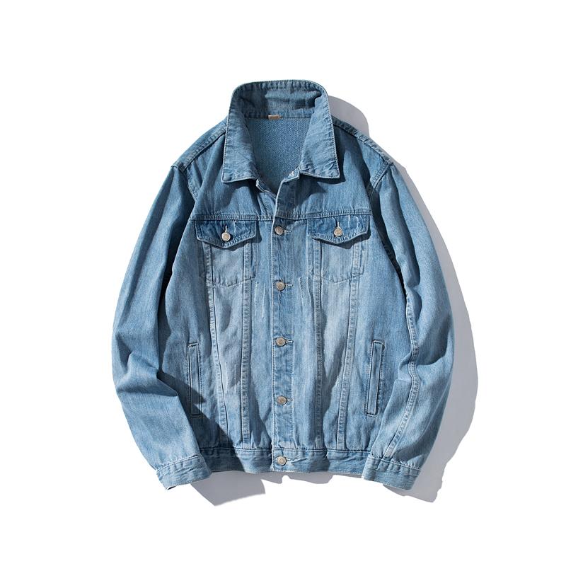 

2020 autumn new men's lapel denim jacket men's multi-button denim jacket, Blue