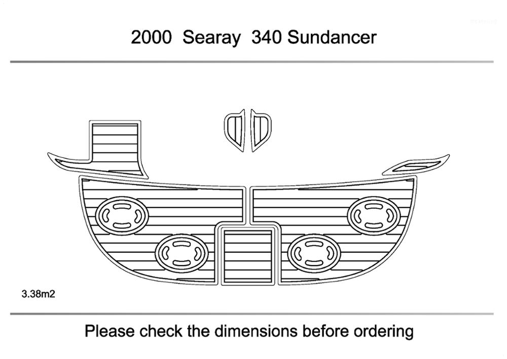 

1999-2003 searay 340 Swim Platform Pads 1/4" 6mm EVA Teak Decking1