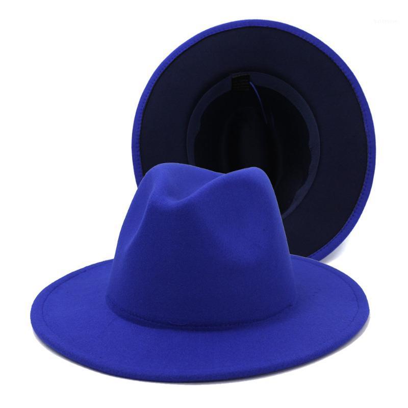 

Blue Double-sided color matching hat men and women flat brim jazz hat1
