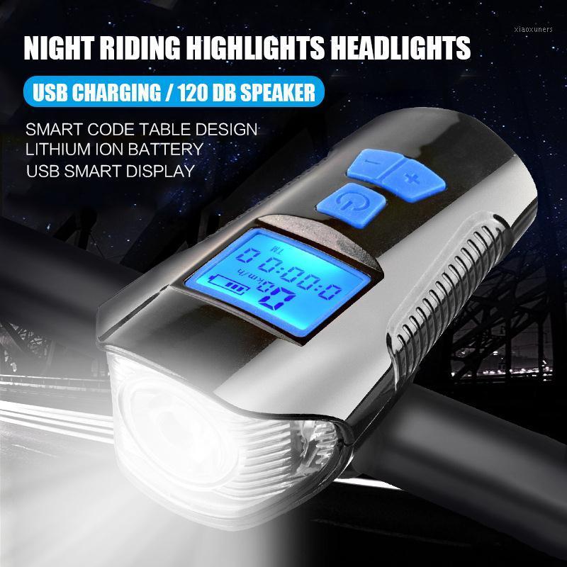 

Riding Bicycle Light USB Rechargeable Code Table T6 3 Color Power Display Waterproof Riding Light Bright Lights LED1