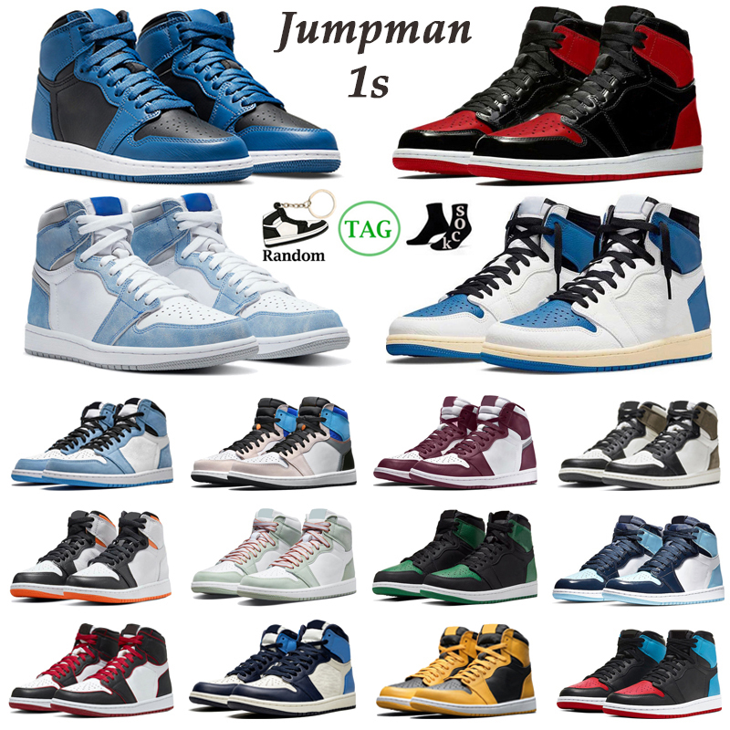 

1s High OG Basketball Shoes Men Women 1 Dark Marina Blue Bred Patent Bordeaux Hyper Royal Dark Mocha Pine Green Mens Trainers Sport Sneakers 36-47