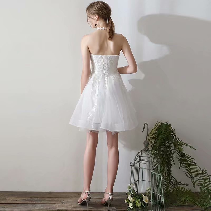 

2021 New White Ivory Lace Applications Marriage Dressed As Robot Robe Soiree Simple Bride to Be 1087 RA2T, Ivory white lace-up