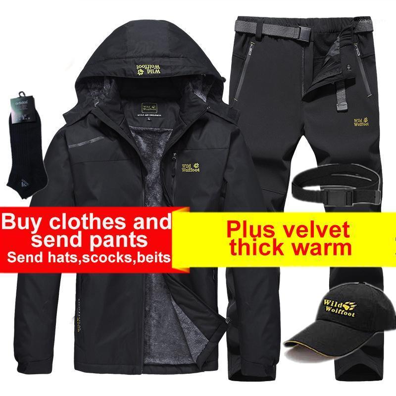 

Ski suit Men's outdoor camping Hiking jacket and pants winter waterproof windproof Thermal Fleece liner mountaineering clothing1, Picture product