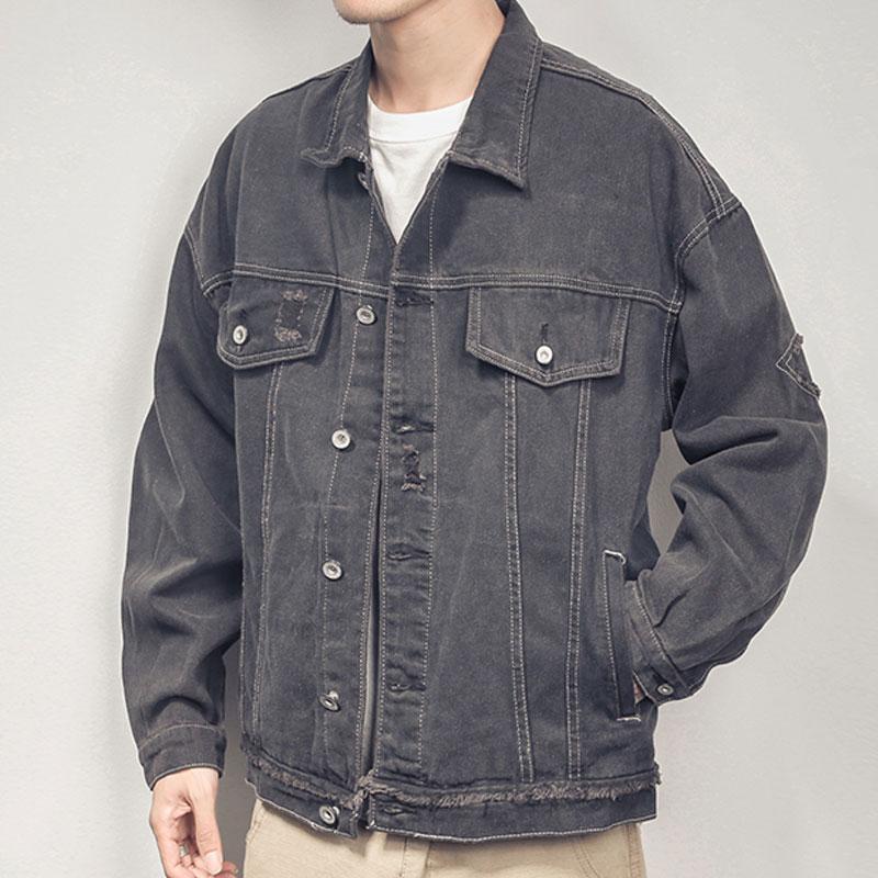 

2020 New Men's Casual Bomber Jacket Hip Hop Retro Denim Jacket Streetwear 2020, Black