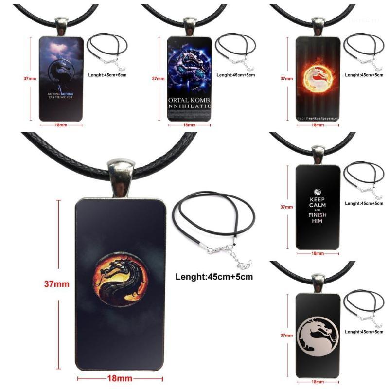 

Mortal Kombat Sub Glass Cabochon Pendant Necklace Rectangle Fashion Necklace For Woman Vintage Statement1