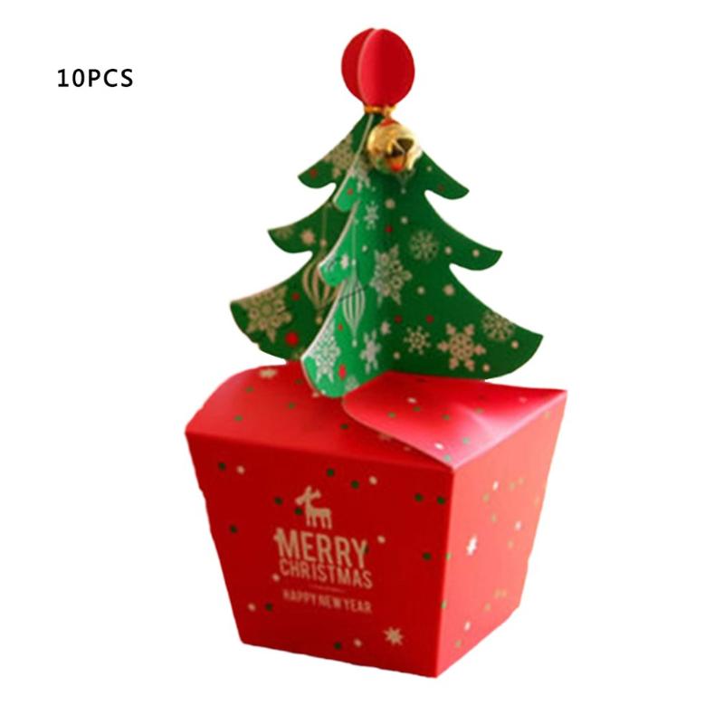 

New Year 2021 Christmas Decoration Christmas Tree Packaging Box Candy and Cookie Gift Box Home Party Supplies 10pcs