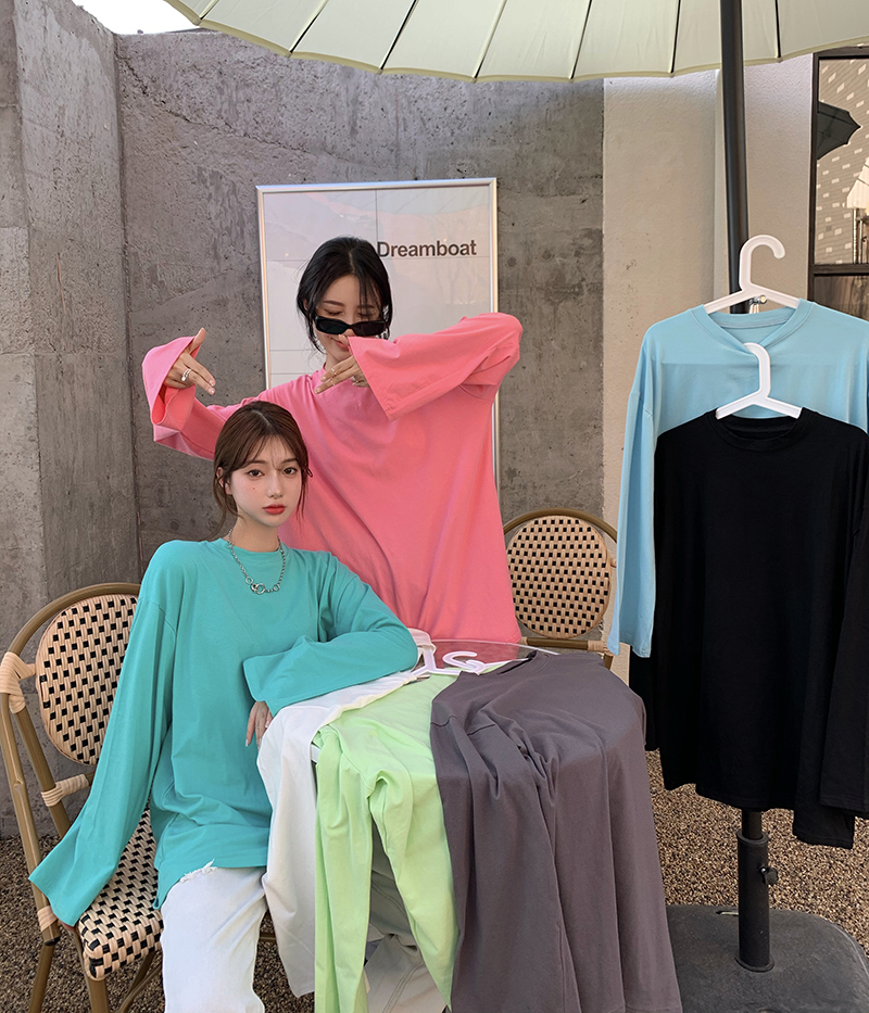 

2021 New 7 colours topos basic Korean style color released long sleeve t-shirts of women women's shirt (r99386 OZ9W, White
