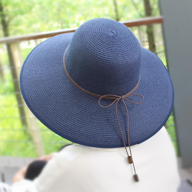 

Women Casual Foldable Fashion Simple Outdoor Sunshade Sun Hat Wide Brim Beach Cap Straw Summer Floppy UV Protection Bowknot, Khaki
