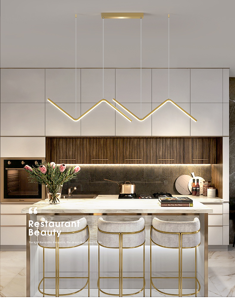 

LED Modern Simple Chandelier Restaurant Bar Black/Gold Long Pendant Lamp Dining Room Coffee Shop Round Rings Hanging Light