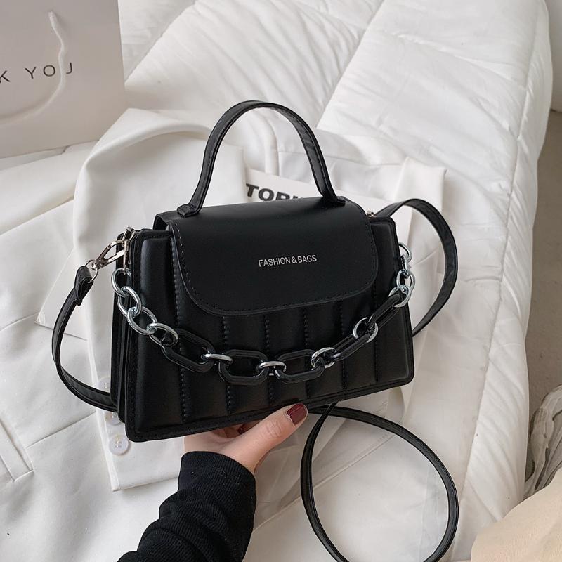 

Evening Bags 2022 Casual Women Pure Color PU Leather Chain Shoulder Crossbody Messenger Bag Fashion Ladies Luxury Top-handle Handbags