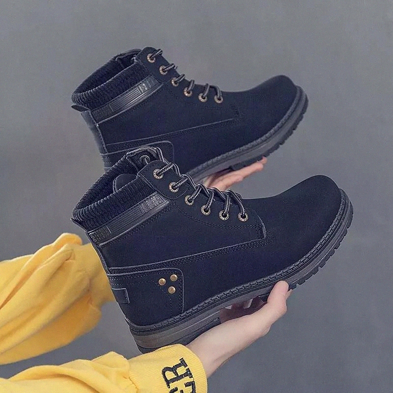 

Sneakers women snow boots 2020 new casual shoes woman autumn winter ankle boots women solid lace-up ladies shoes booties #CB6n, Beige