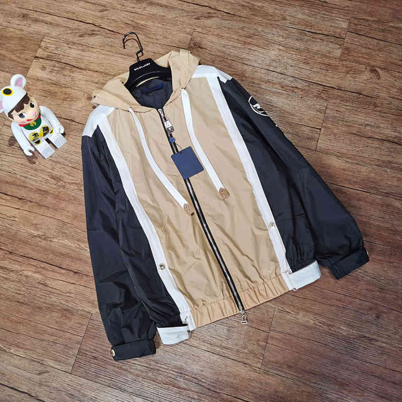 

Men' Tracksuits coat Hooded jacket + shorts suit waterproof nylon stitching bright color block, black and purple for men women SML SEZ6