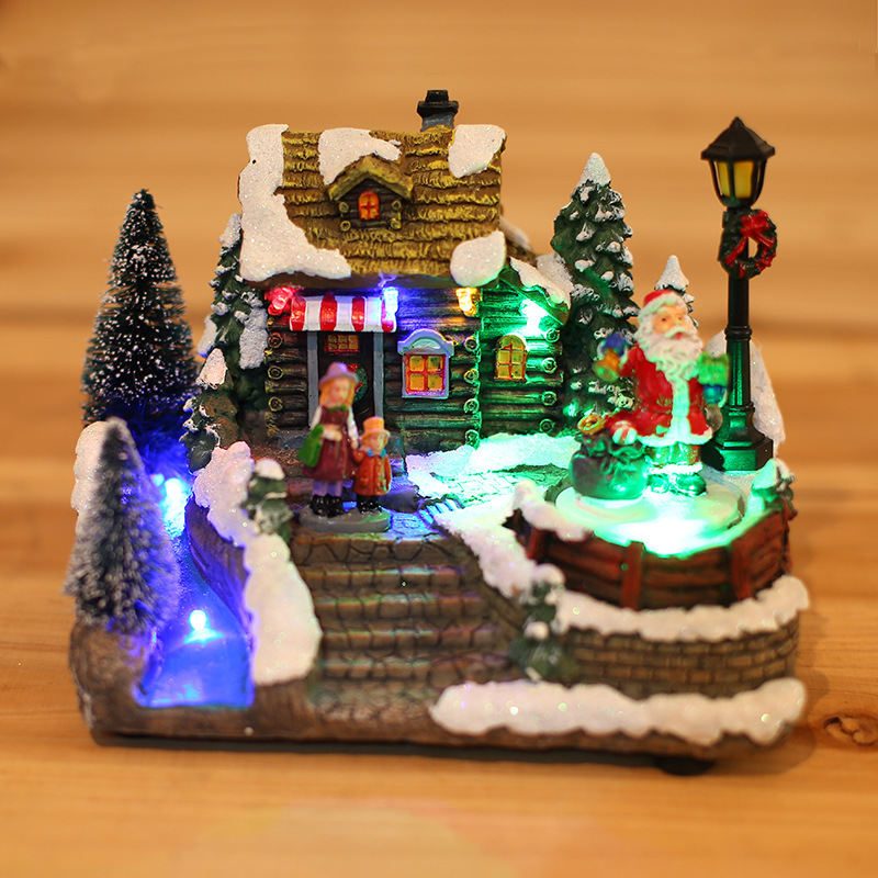 

Music Glow Christmas Village House Scene 1 Rolling Figurines With Led Light And Music Battery Operated And USB
