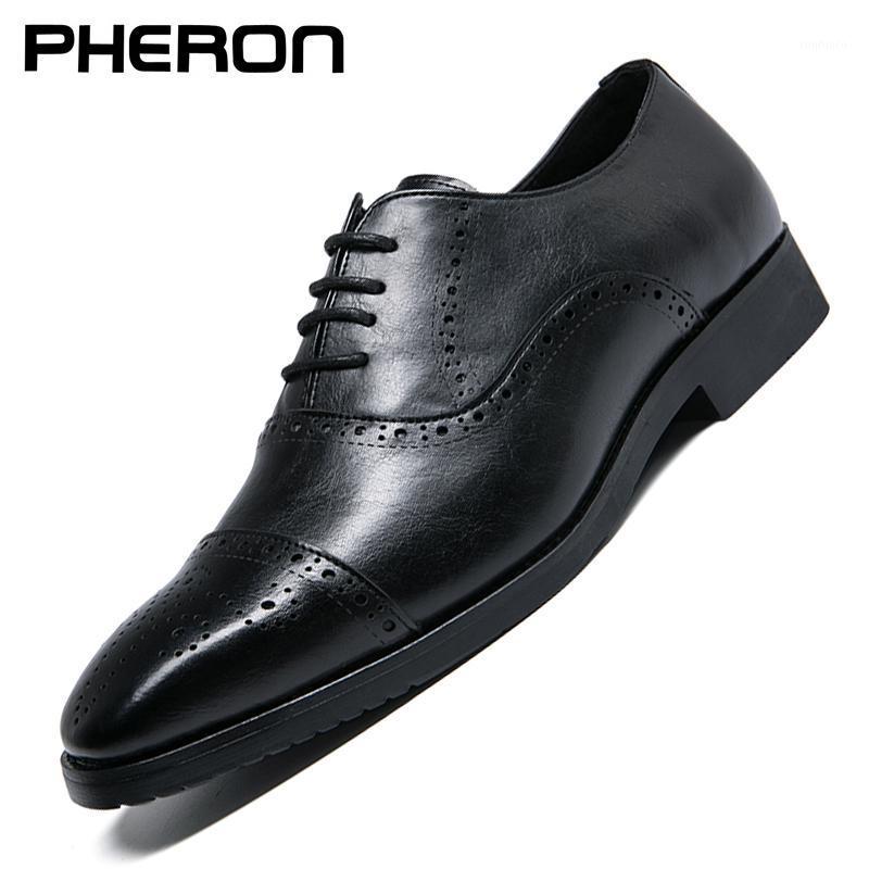 

New 2021 Flat Classic Men Dress Shoes Genuine Leather Wingtip Carved Italian Formal Oxford Footwear Plus Size 38-48 For Winter1, Red