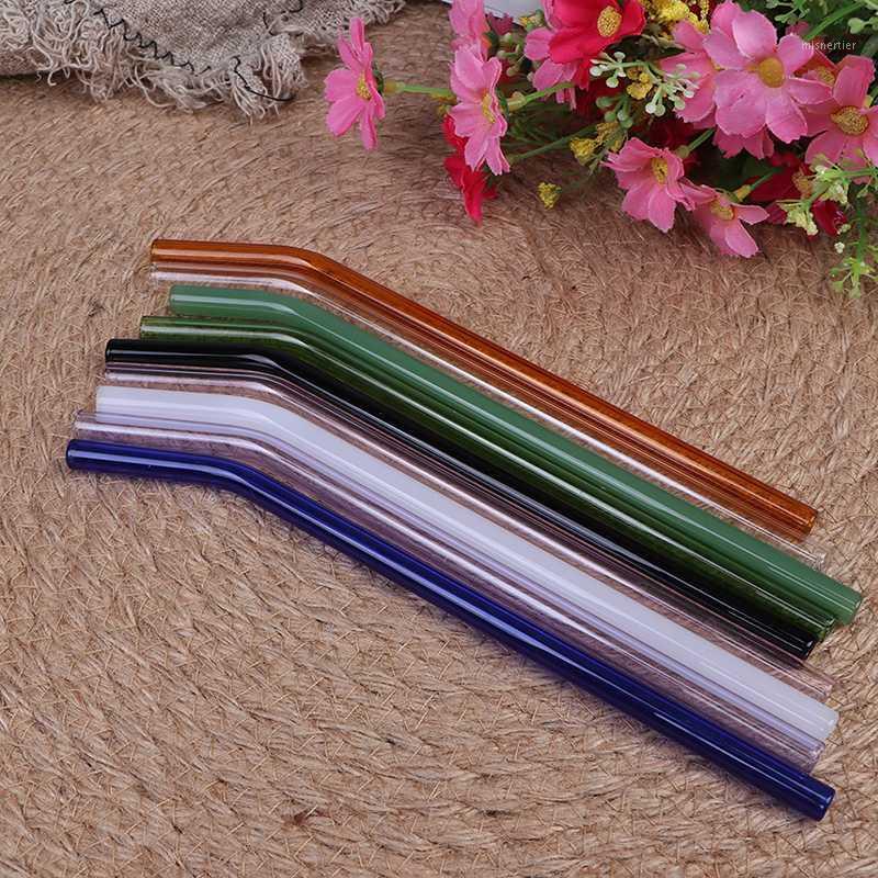

9 Colors Bent Wedding Glass Straw Cocktail Juice Birthday Party Drinking Straws Set 170*30mm1