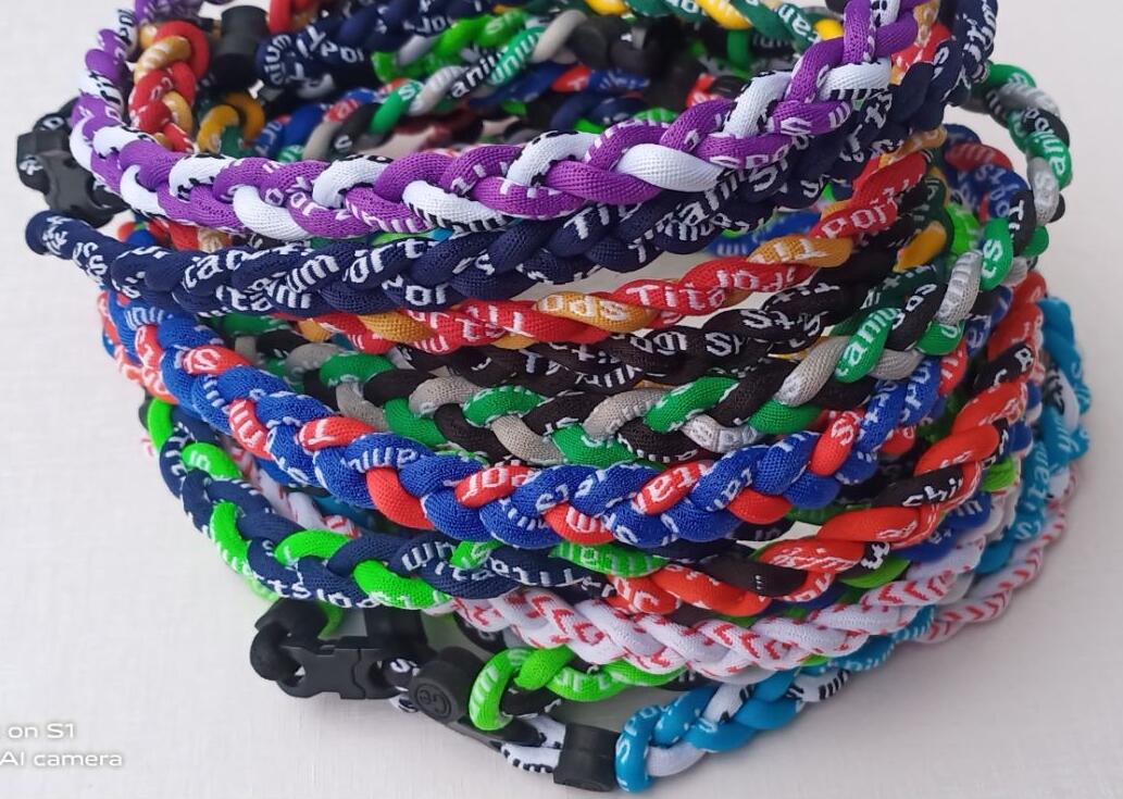 

Titanium Sport Accessories 400pcs mix outdoor accs athletic necklaces triple twist single rope necklace baseball tornado bracelet weaves necklaces for kids youth