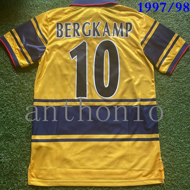 

Top 1997/98 retro soccer jerseys STAR WRIGHT 8 ADAMS 6 VIEIRA henry Martin Keown BERGKAMP 10 Home AWAY football shirts de classic futbol jer, Black;yellow