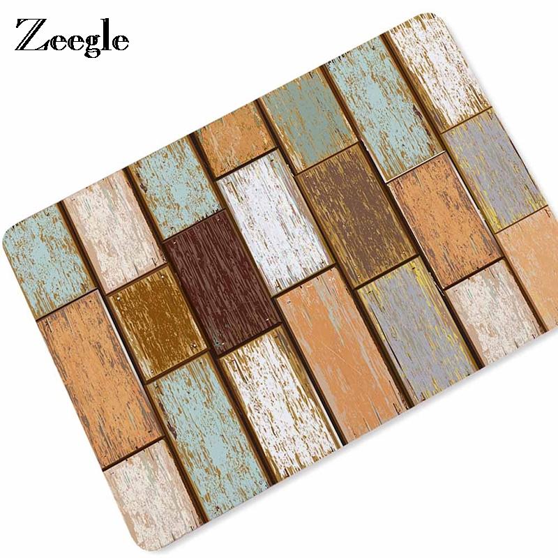 

Zeegle Wood Series Decorative Doormat Floor Mat Flannel Absorbent Anti-slip Bath Mat Entrance Door Home Decoration, Bar