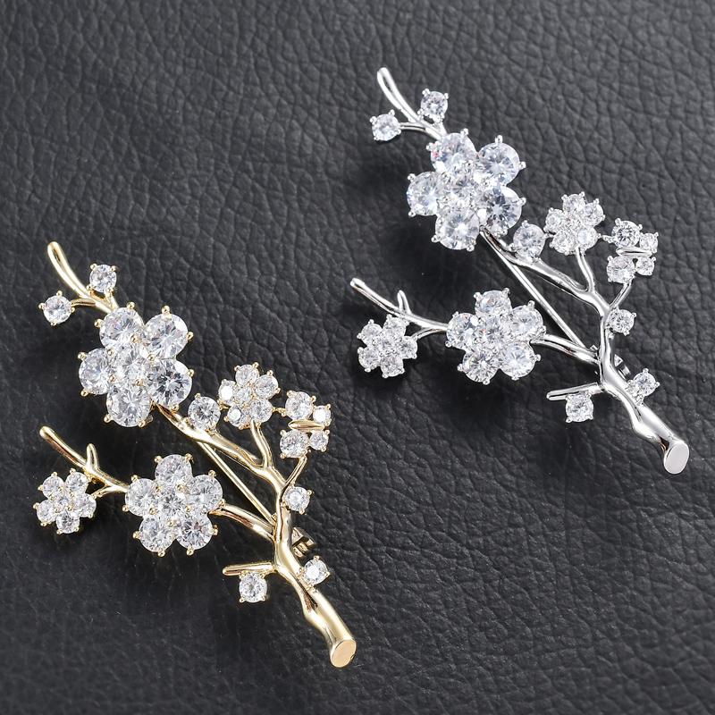 

Pins, Brooches Elegant Luxury Crystal Rhinestone Brooch Sparkly Zircon Flower Branch Pins Wedding Accessories Jewelry Lapel Pin