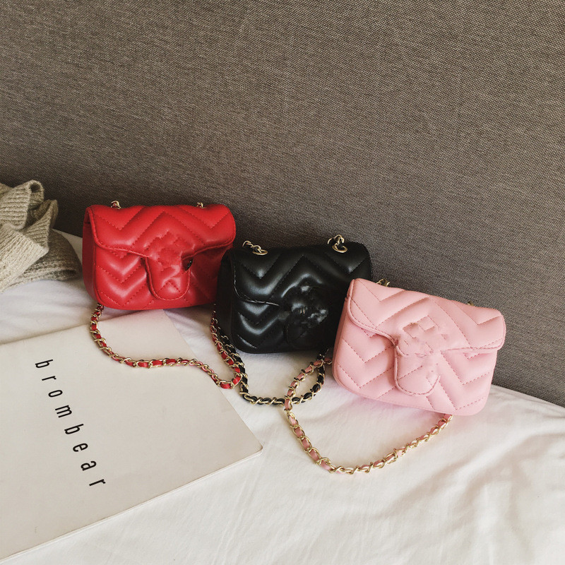 

INS Baby Girls Handbag PU Letter Children Metal Single Shoulder Bag Fashion Kids Messenger Bag Girl Designer Mini Bags, Black