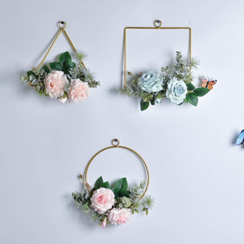 

Cilected Floral Hoop Wreath Set of 3 Metal Geometric Rings Artificial Rose Flower Wreath for Wedding Backdrop Wall Decor1, A080r13