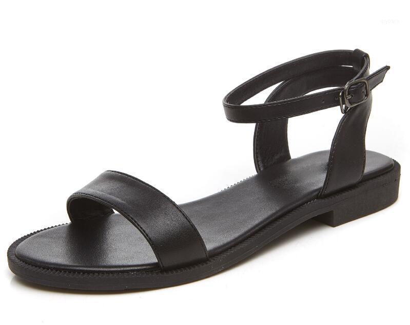 

Woman Summer Sandals One Strap Chaussure Femme Zapatos Mujer Ladies Casual Shoes Gladiator Women Buckle Flats Sling Back F1812121, Black